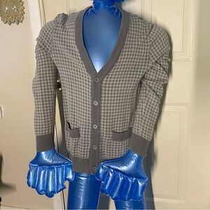 Merona Gray Button Down Checkered Cardigan 100% cotton Medium